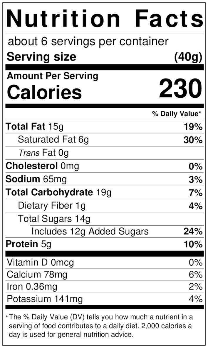 Chocolate Covered Peanuts Nutrition Facts Label