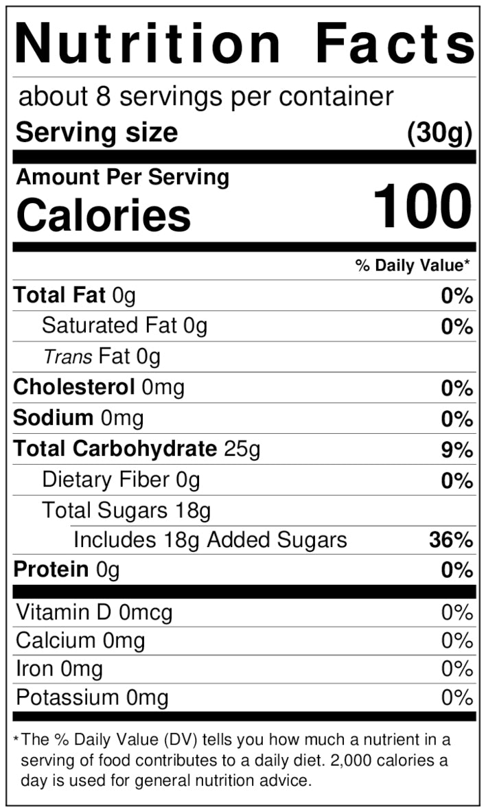 Cinnamon Bears Nutrition Facts Label