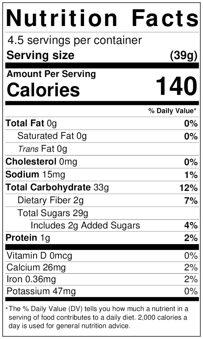 Pineapple Tidbits Nutrition Facts Label